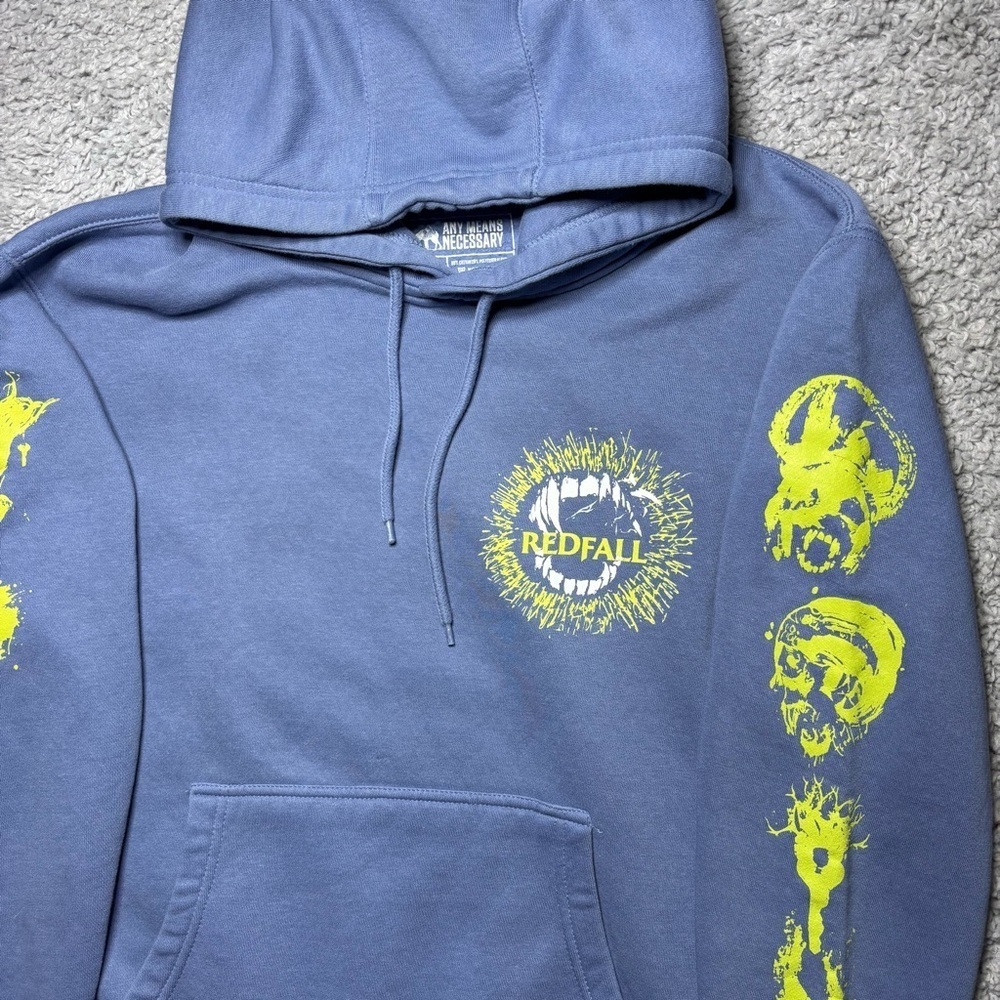 Red Fall Hoodie Mens Medium Skull Hooded Sweatshirt Any Means Necessary Skate